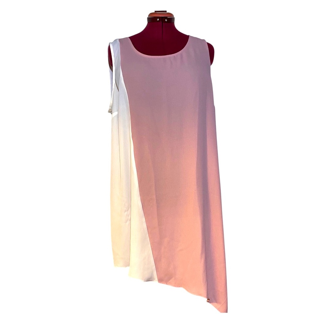 Michel Studio Sheer Pink and Cream Sleeveless Blouse